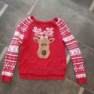 Justice Size 7 Reindeer Sweater